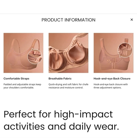 NWT Syrokan full coverage bounce control underwire sports bra Size 32D - Picture 5 of 8